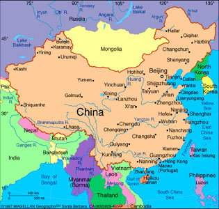 Kaart van China - Reliefweb